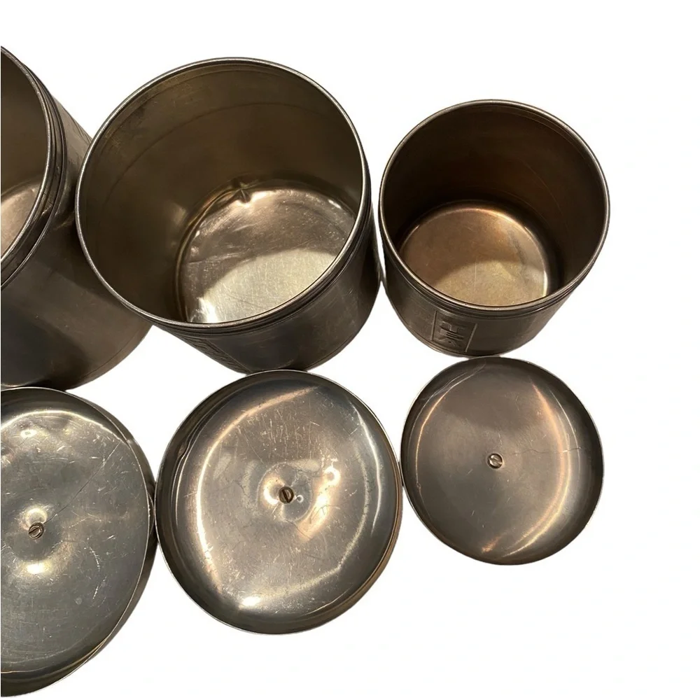 Aluminum Spun Kitchen Ware Canister Set Vintage Midcentury Modern Set of 4